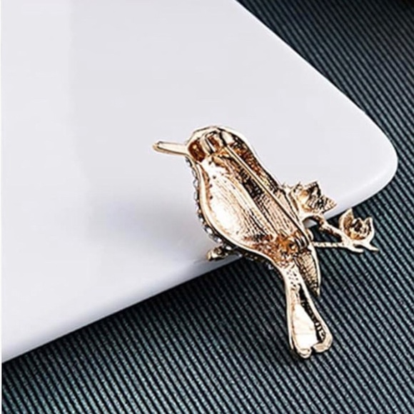 Fashion Rhinestone Hummingbird Brooch, Sparkly, Bling, Gold, Blue - Picture 13 of 17